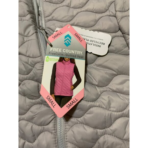 Free Country Ladies Small Silver Chip Quilted Vest Recycled Polyester Eco-Friend - Picture 5 of 5